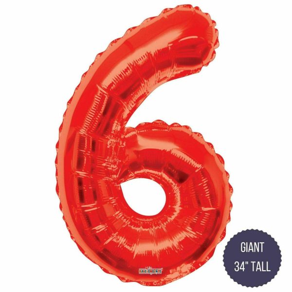 Kaleidoscope 34" Jumbo Number 6 (SIX) Foil Mylar Balloon