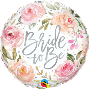 18" Round Bride to Be Watercolor Roses Foil Balloon