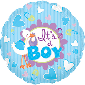 9" Its a Boy Stork Balloon