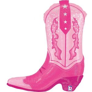 29" Betallic Pink Cowgirl Boot Holographic Foil Balloon