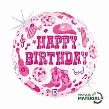 18" Betallic Disco Cowgirl Birthday Holographic Foil Balloon
